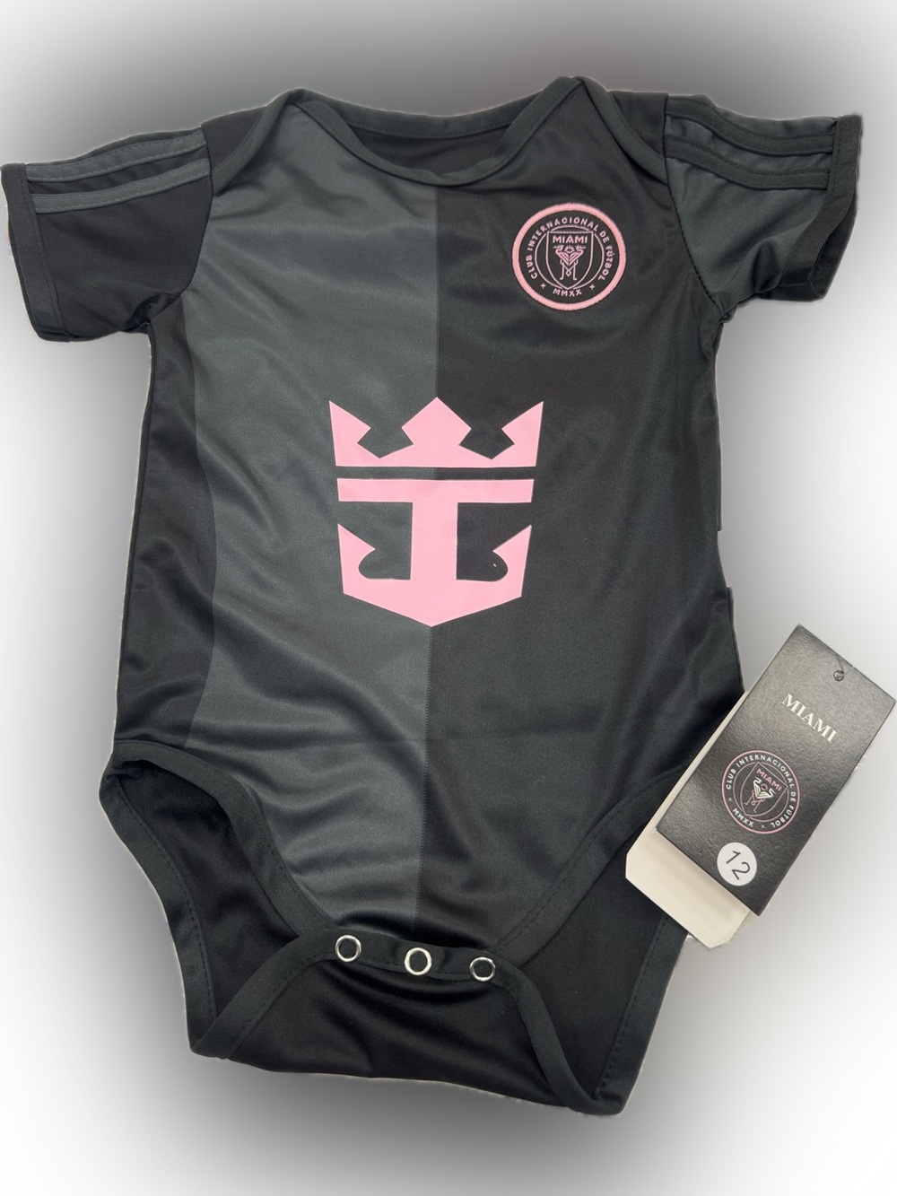 Black & Pink Miami Crest One-Piece Bodysuit for Kids